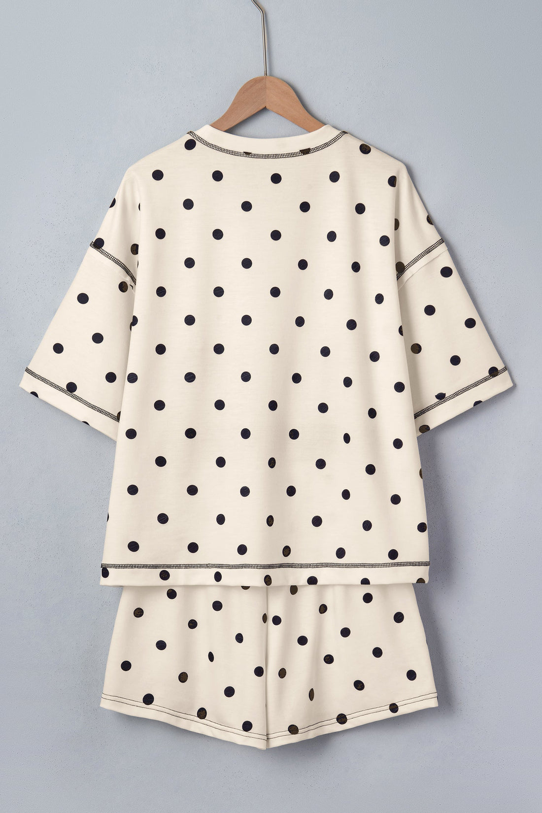 Polka Dot Loose Tee & Drawstring Shorts Set