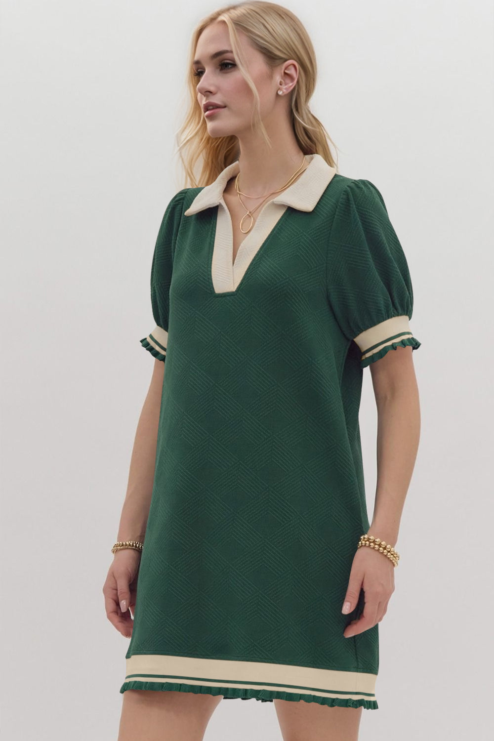 Contrast Short Sleeve Mini Dress for Women