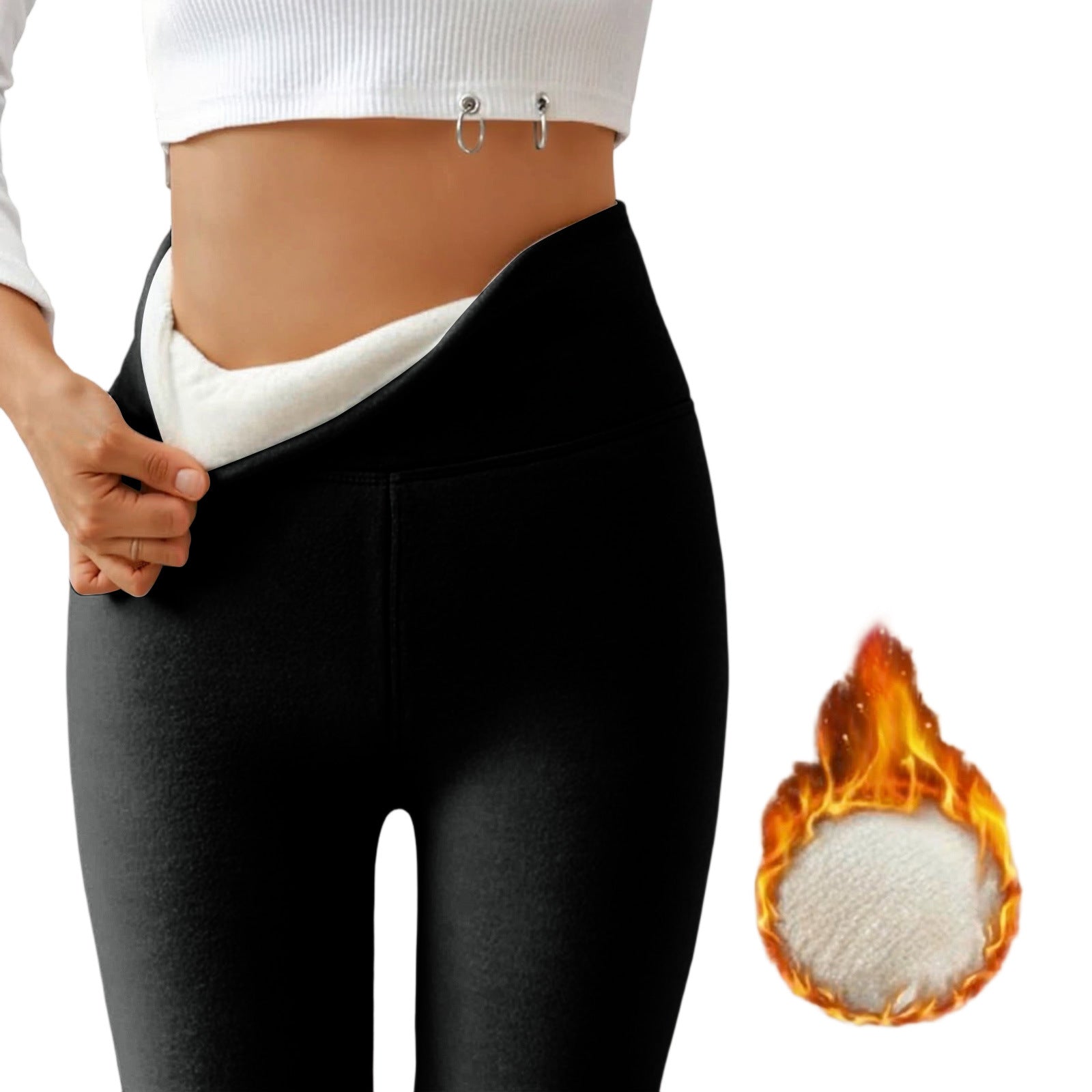 Women High-Waist Fleece-Lined Shark Leggings Sculpting Winter Pants - Image 5