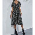 Boho Floral Print V-Neck Mini Dress with Smocked Waist
