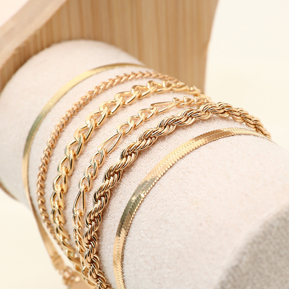 Bracelet Fashion 6-piece Chain Set Metal Chain