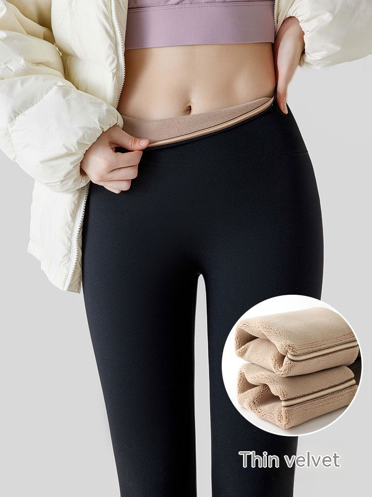 Women's High-Waist Fleece-Lined Leggings Hip-Lift Thermal Pants - Image 2