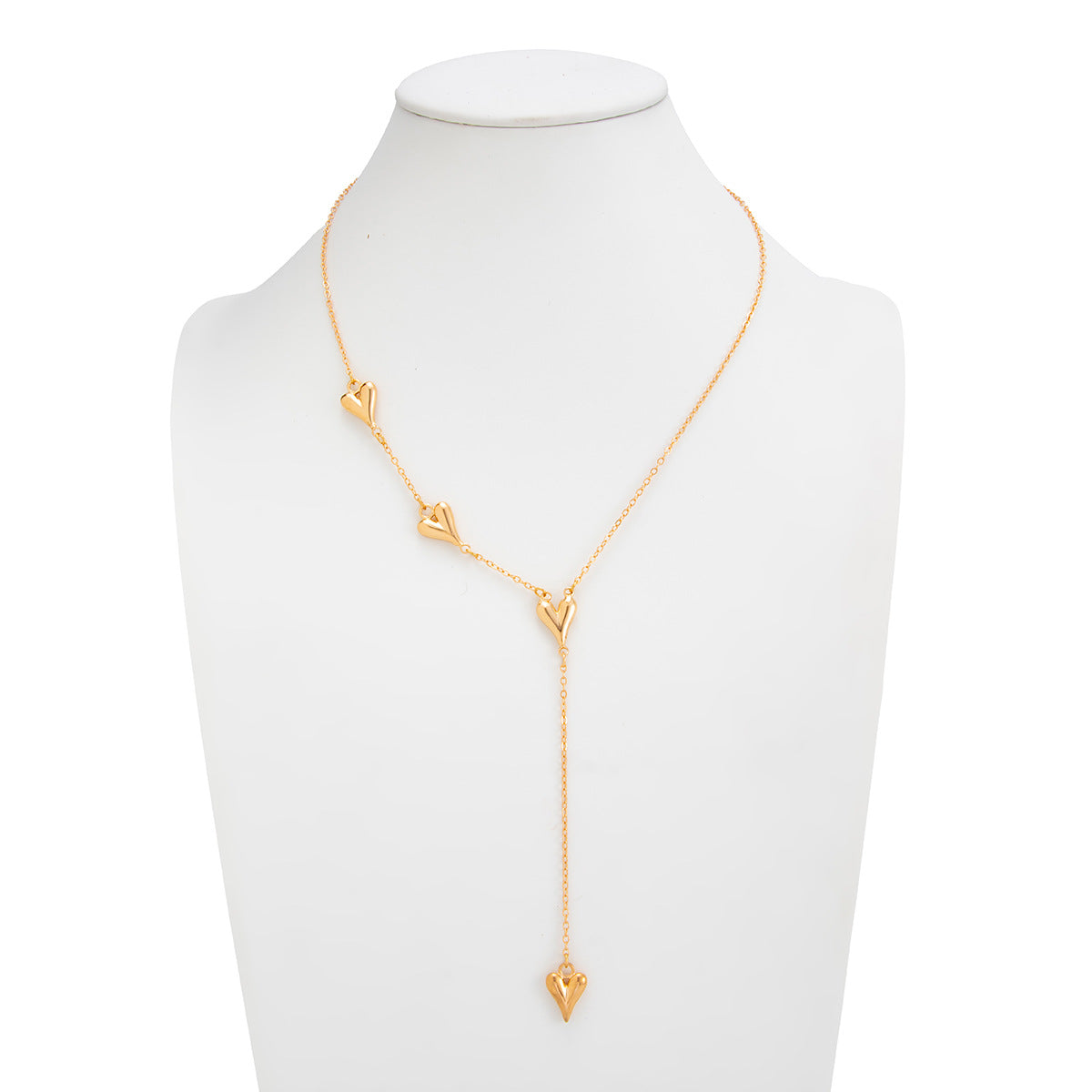 Fashionable Metal Heart Pendant Y-Shaped Necklace