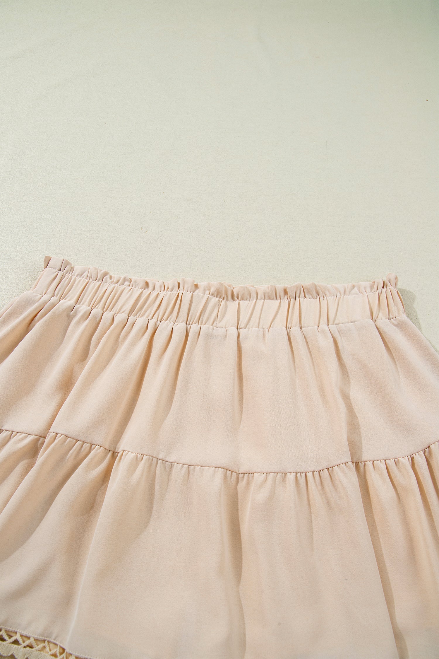 Navy Frilled Elastic Waist Lace Trim Boho Ruffled Shorts