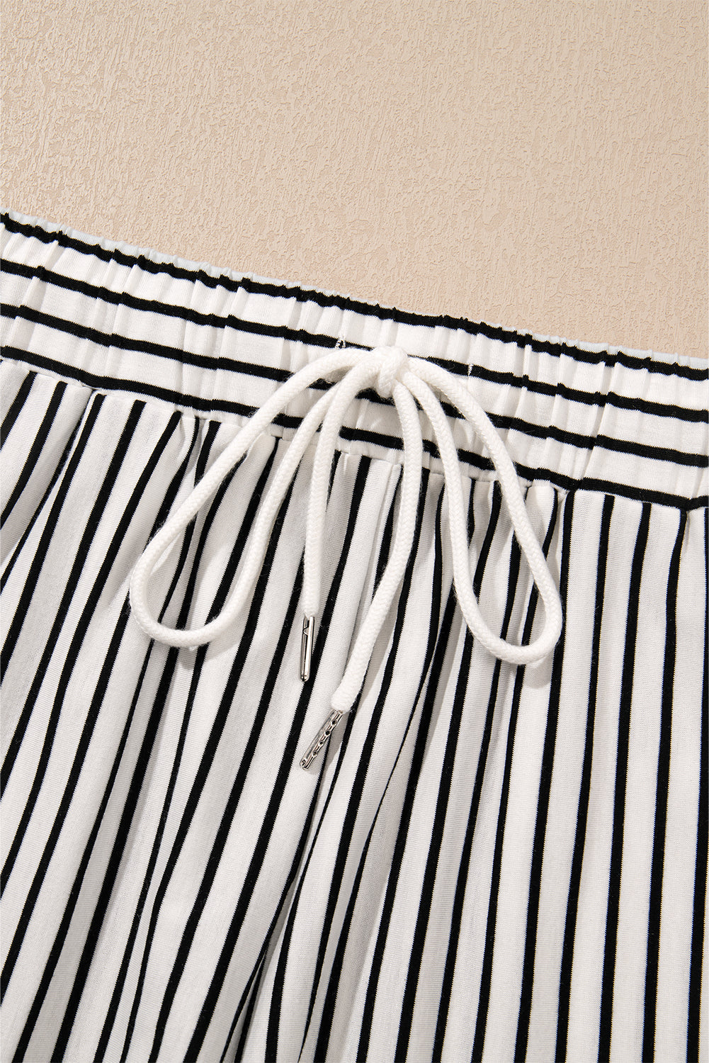 Women's Striped V-Neck Tee and High-Rise Casual Shorts Loungewear Set