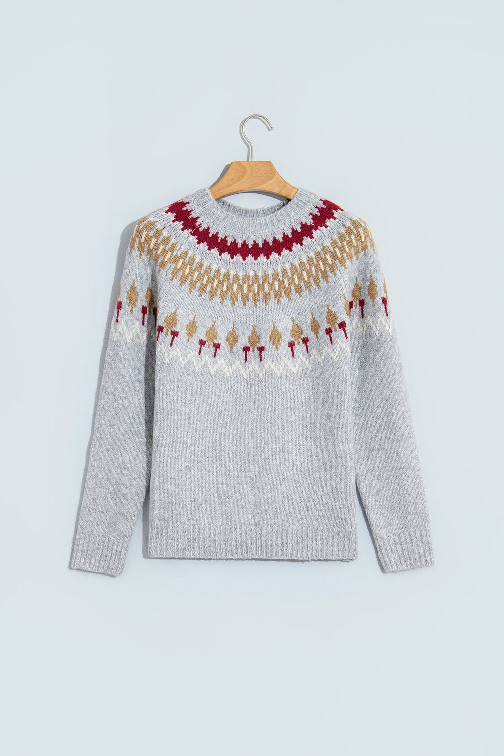 Geometric Fair Isle Raglan Sleeve Sweater