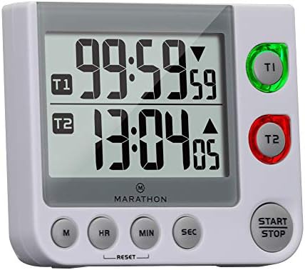 MARATHON Dual Digital Timer, 100-Hour Count Up/Down, Large Display