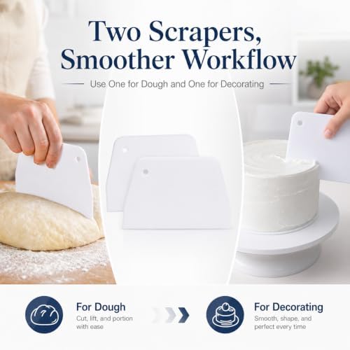 Tofficu 2Pcs Plastic Cake Scraper Set 6.1-Inch Icing Smoother