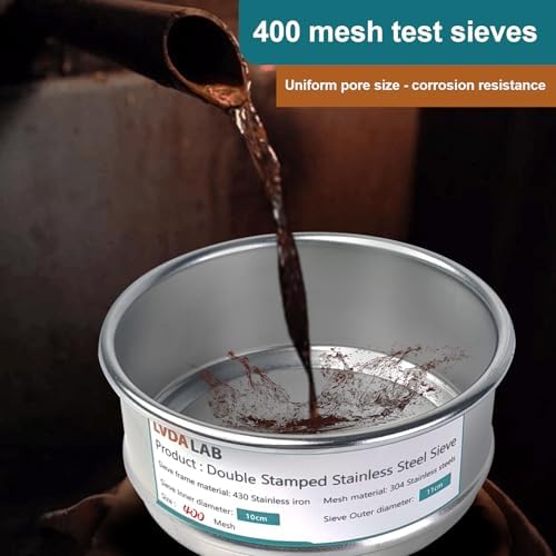 4" 304 Stainless Steel Lab Sieve, 400 Mesh Screen Sifter