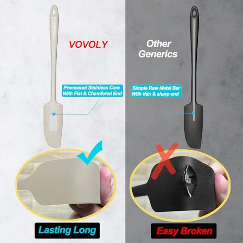 2-Pack Vovoly Silicone Jar Spatulas, Small Seamless Design Rubber Scraper