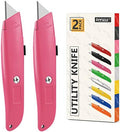 DIYSELF 2 Pack Box Cutter Retractable, Ergonomic Razor Blades Utility Knife