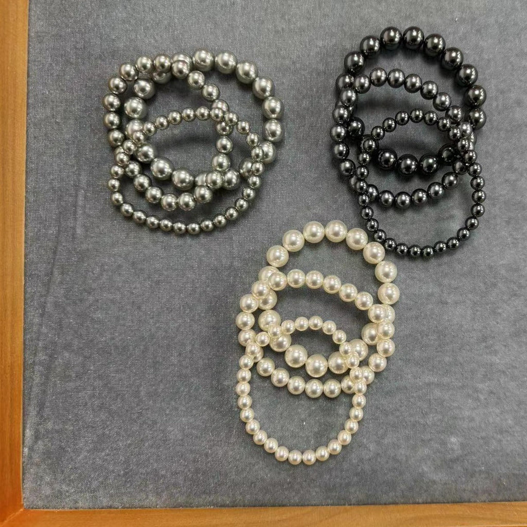 Three-Color Pearl Elastic Bracelet for Women