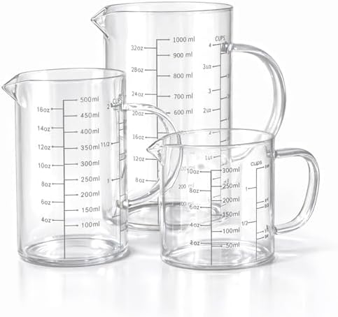 77L 3 Pack Glass Measuring Cup Set, High Borosilicate Glass Measure Cup