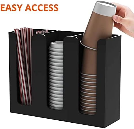 Richboom Acrylic Coffee Cup and Lid Storage Organizer Holder, 3 Compartments