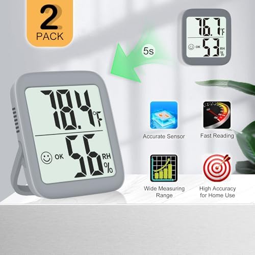 Antonki 2 Pack Room Thermometer Indoor Hygrometer