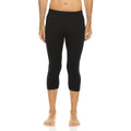 Men's 3/4 length black Merino wool ski base layer bottoms.