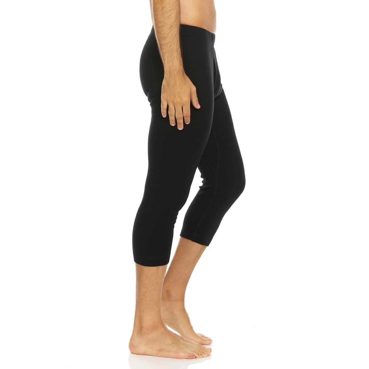 Men's 3/4 Length Merino Wool Ski Base Layer Bottoms