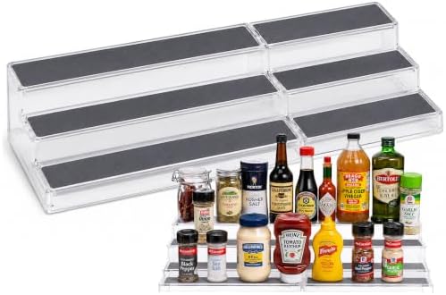 Oizeir Spice Rack Organizer 3-Tier Expandable Clear Shelf