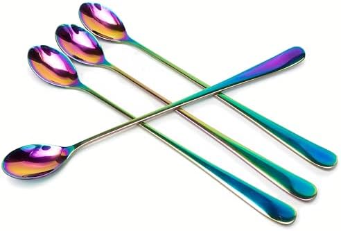 Long Handle Iced Tea Spoons, Tall Coffee & Latte Stirrers, Dessert Spoon Set