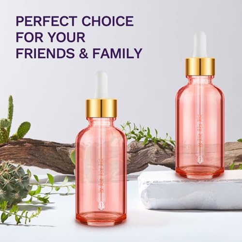 2 Pack Pink Glass Dropper Bottles 2 OZ