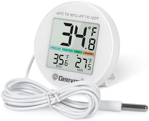 Geevon Refrigerator Thermometer IP65 Waterproof,