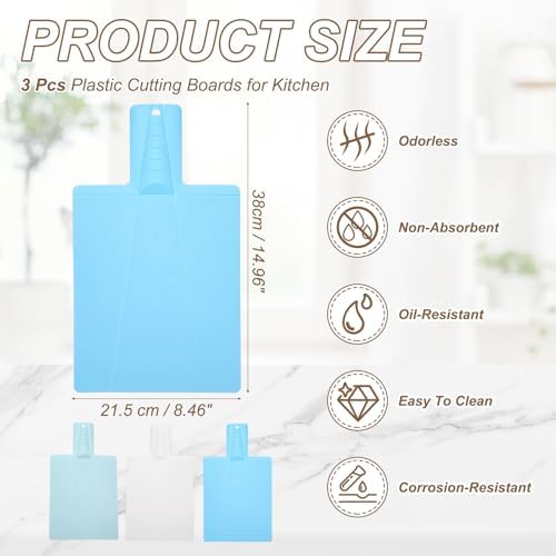 uxcell 3Pcs Foldable Cutting 15"x8.5" Plastic Mat White/Light Blue/Sky Blue