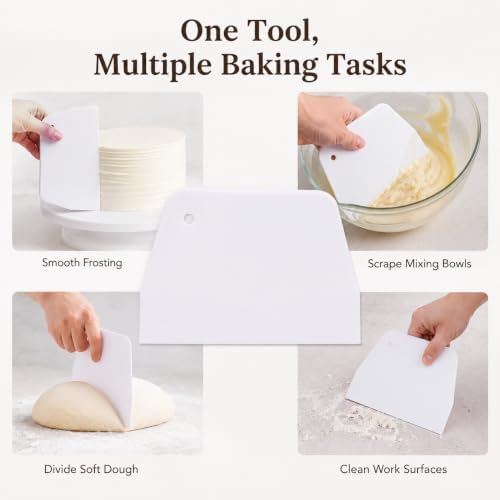 Tofficu 2Pcs Plastic Cake Scraper Set 6.1-Inch Icing Smoother