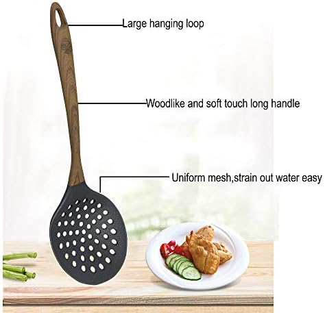 Skimmer Slotted Spoon with Woodlike Soft Touch Handle-Skimmer Spatula