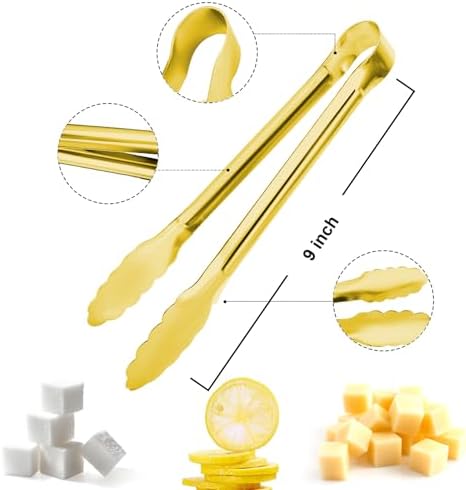 8PCS Gold Metal Tongs, Small Kitchen Accessories