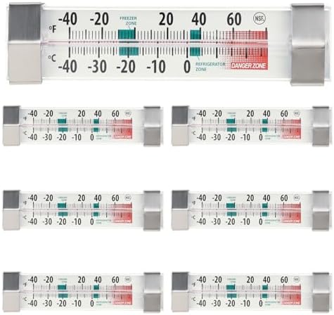 6 Pack Fridge Refrigerator Freezer Thermometer, Waterproof Analog, Large Dial