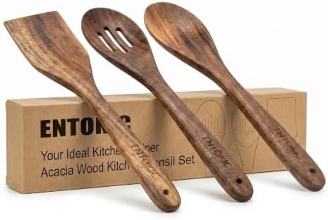Acacia Wooden Spatula Set 3 Pack Kitchen Utensils