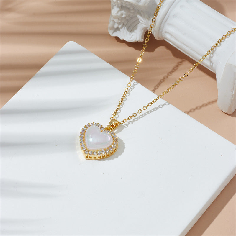 Heart-Shaped Shell Pendant Necklace in Gold, Silver & Rose Gold