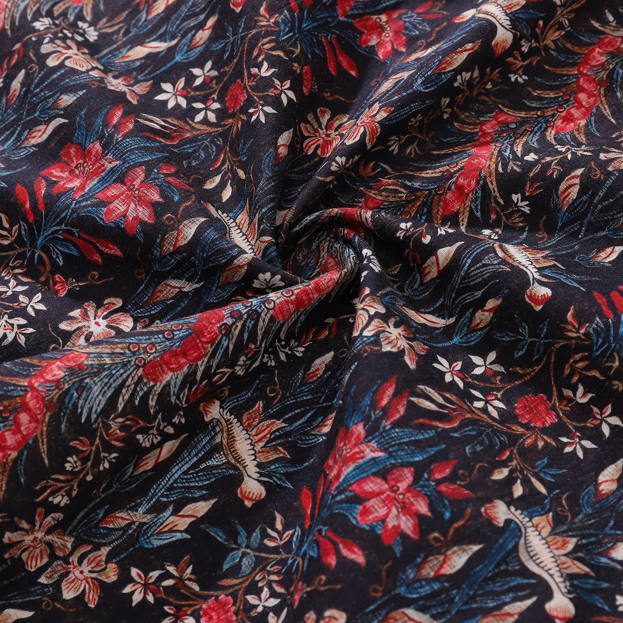 Men's Floral Hawaiian Button-Down Shirt in Cotton Iris Print