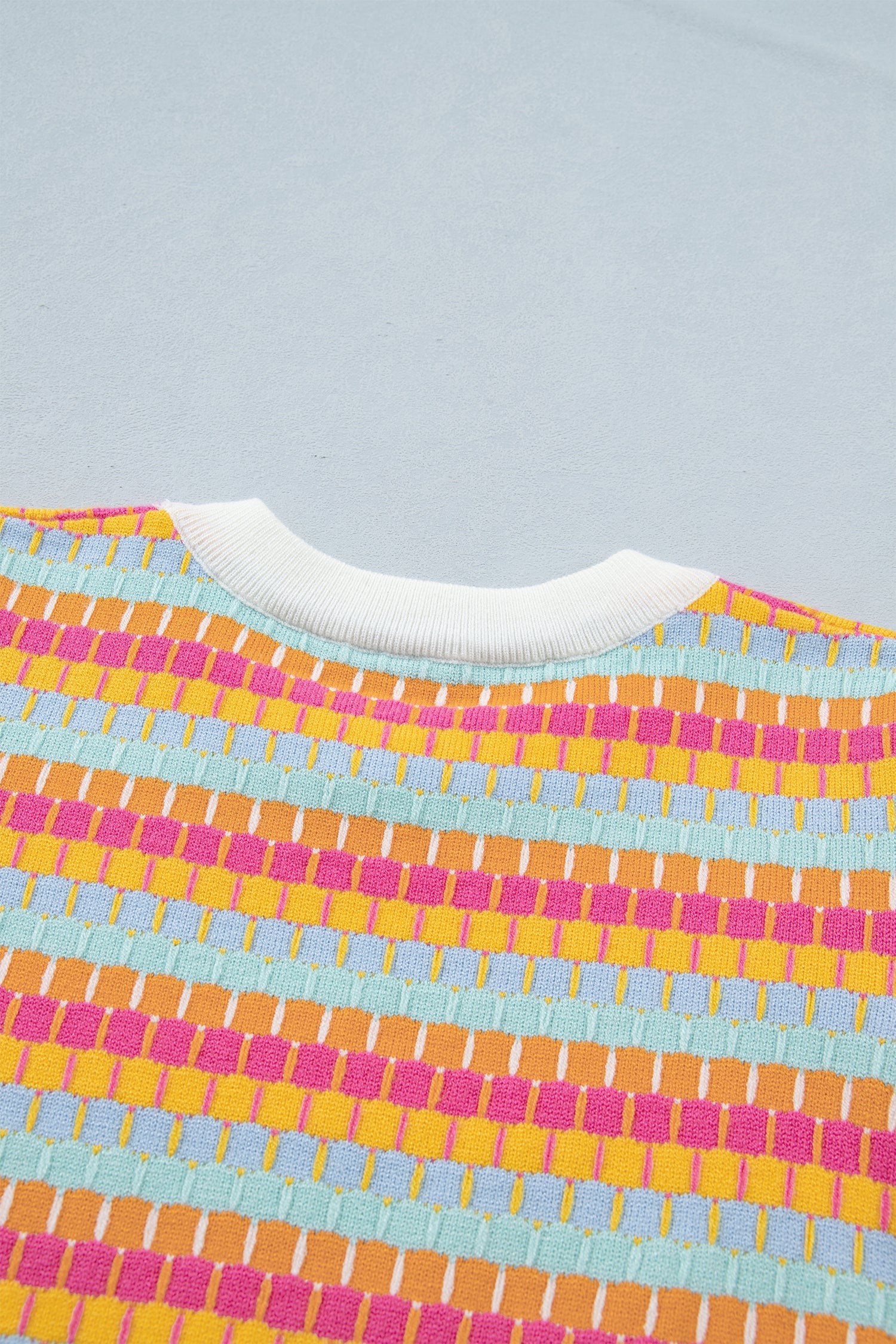 Bellamy Knit Short Sleeve Sweater Abstract Striped Crew Neck Top