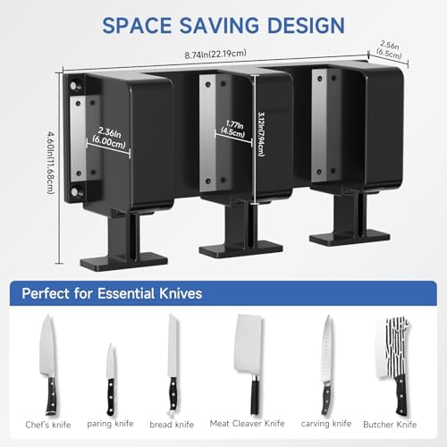 Magnetic Knife Holder for Wall, 6 Individual Slots