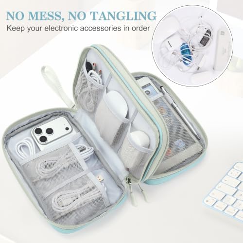 FYY Electronic Organizer, Travel Tech Pouch Bag, Mint Green