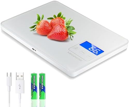MEGAWISE Digital Kitchen Scale, 33 lb, Rechargeable, 1 g/0.04 oz
