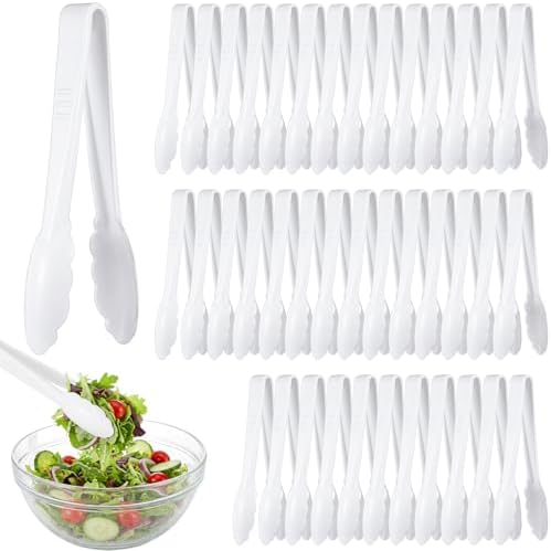 Tessco 50 Pcs Plastic Tongs, 9 Inch Disposable Serving Tongs