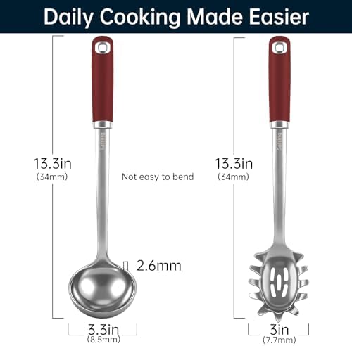Safring Stainless Steel Soup Ladle and Spaghetti Spoon Set, Heat Resistant