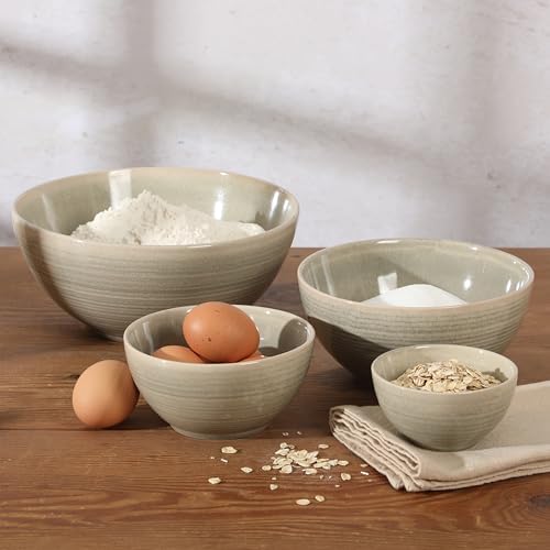 Gibson Elite Maple Grove 4-Piece Stoneware Nesting Bowl Set, Reactive Glaze
