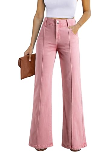 Celine Jeans - Womens Wide Leg Jeans Casual Baggy High Waisted Stretch Denim Pants