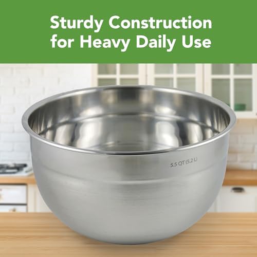 Tovolo Large Stainless Steel Mixing Bowl 5.5 Quart Metal Mixing Bowl