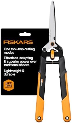 Fiskars 25" DualAction Hedge Shears, 2-in-1 Fast or Powerful Trimming