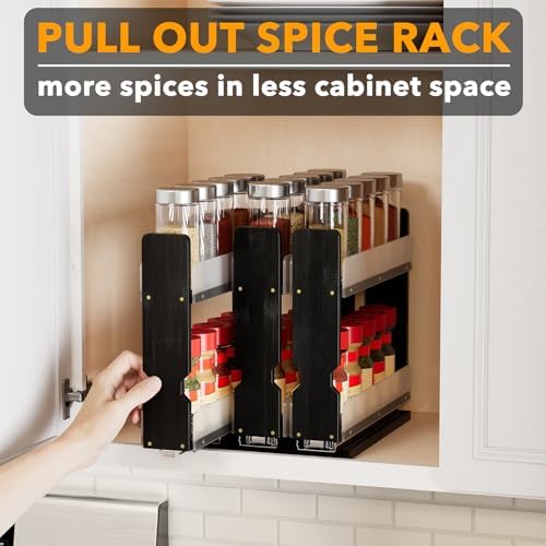 SpaceAid Bamboo Pull Out Spice Rack Organizer