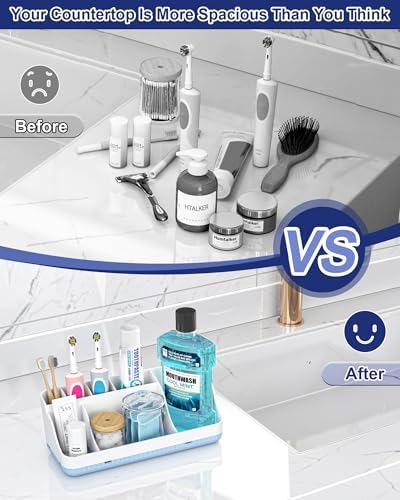 Bathroom Counter Organizer and Storage, 7 Slots Detachable Toothbrush Holders