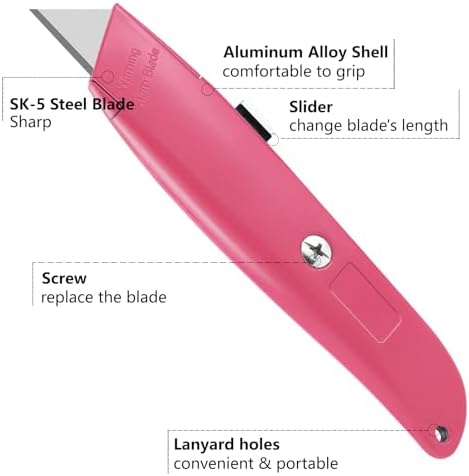 DIYSELF 2 Pack Box Cutter Retractable, Ergonomic Razor Blades Utility Knife