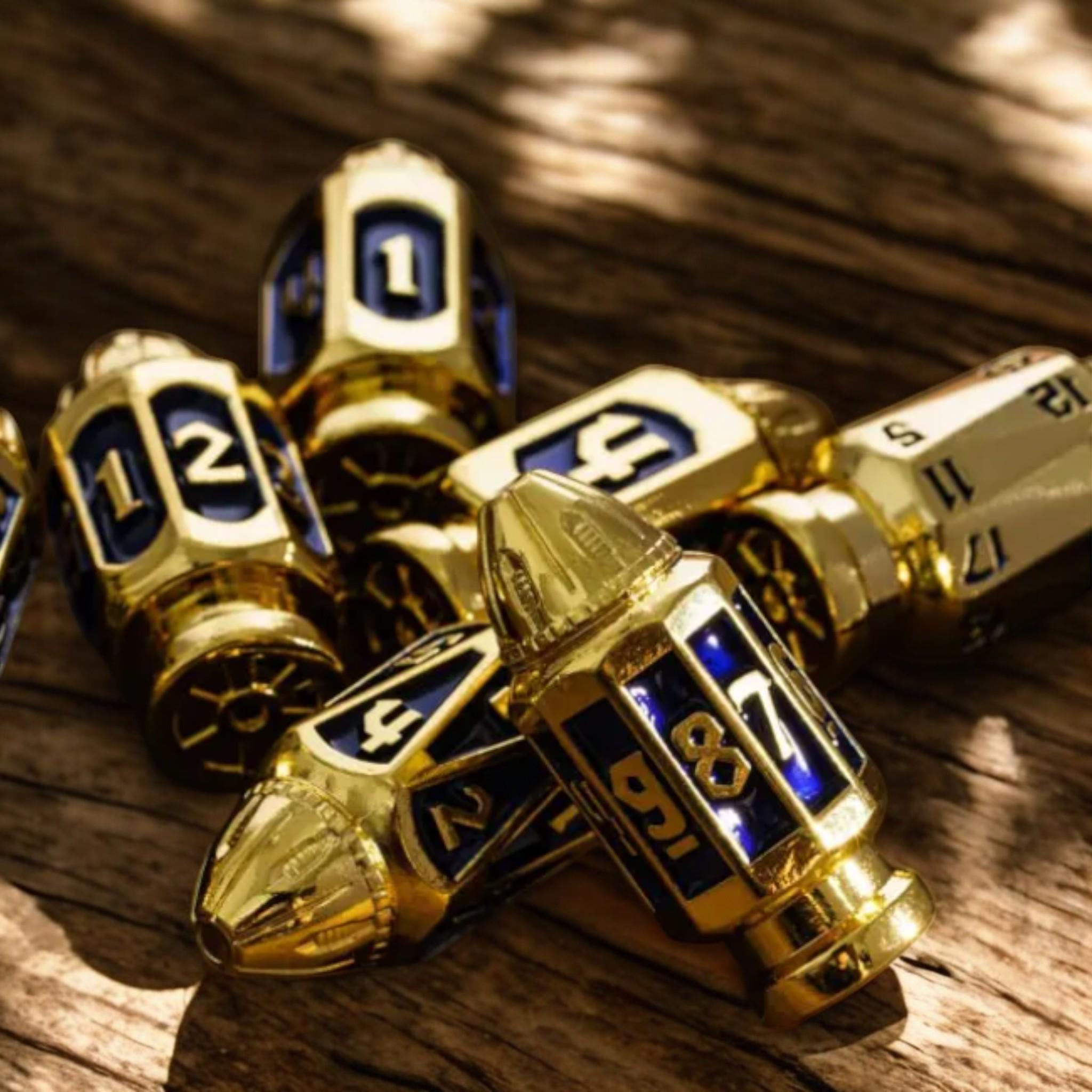 Metal Bullet Dice Set – 7-Piece with Ammo Case