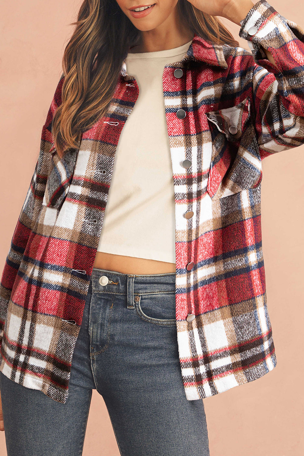 Brown Plaid Flannel Shacket | Button-Up Long Sleeve