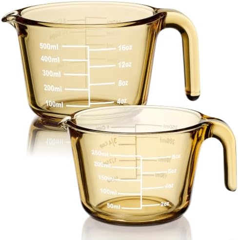 Domensi 3 Pack Glass Measuring Cups, 1& 2 Cup, Measuring Cups