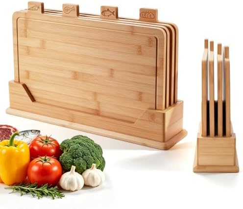 Labeled Bamboo Cutting Board Set